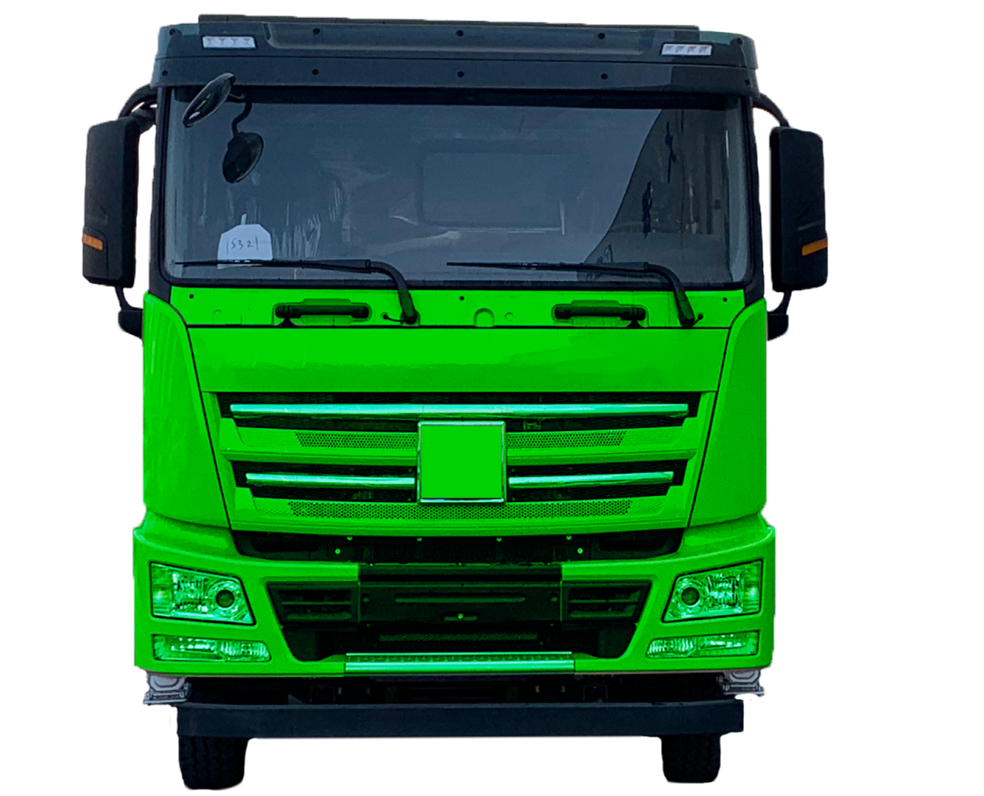 绿底白条广州新能源泥头车试点车型长这样